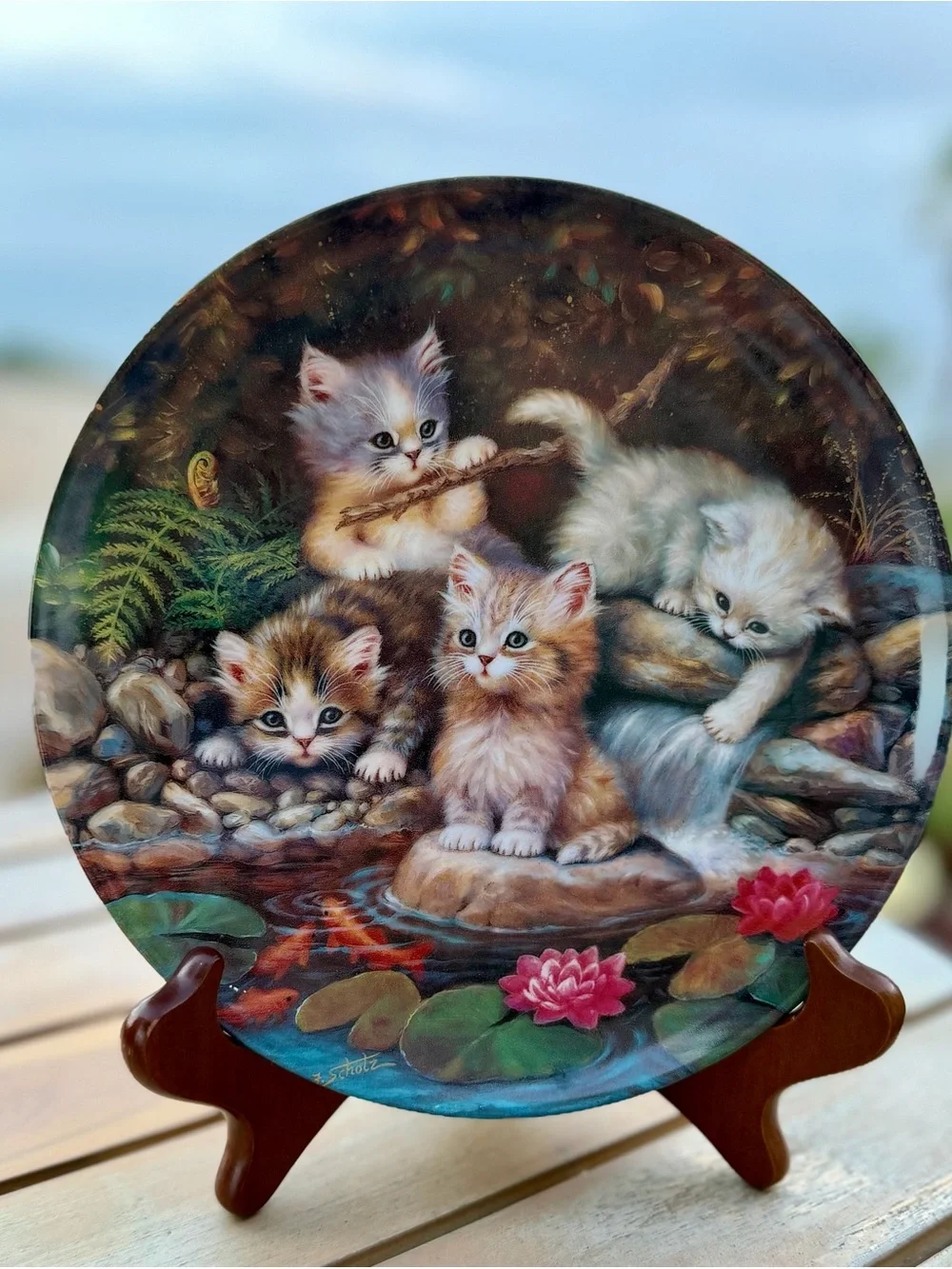 Decorative Kitten Plate Wall Display in Multicolor